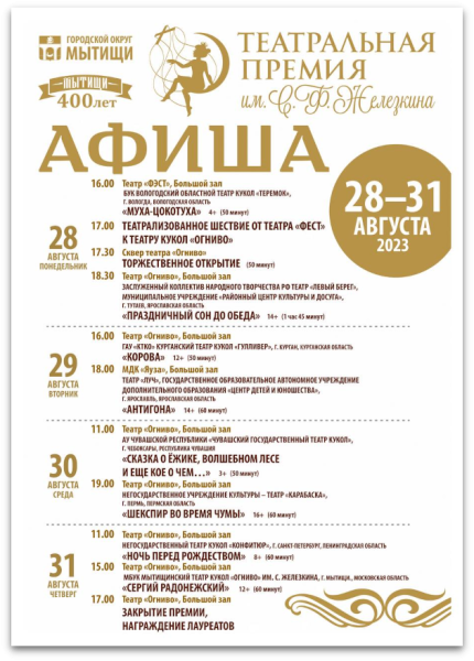 Юбелейная V Театральная Премия Станислава Железкина Театр Кукол Огниво Мытищи
